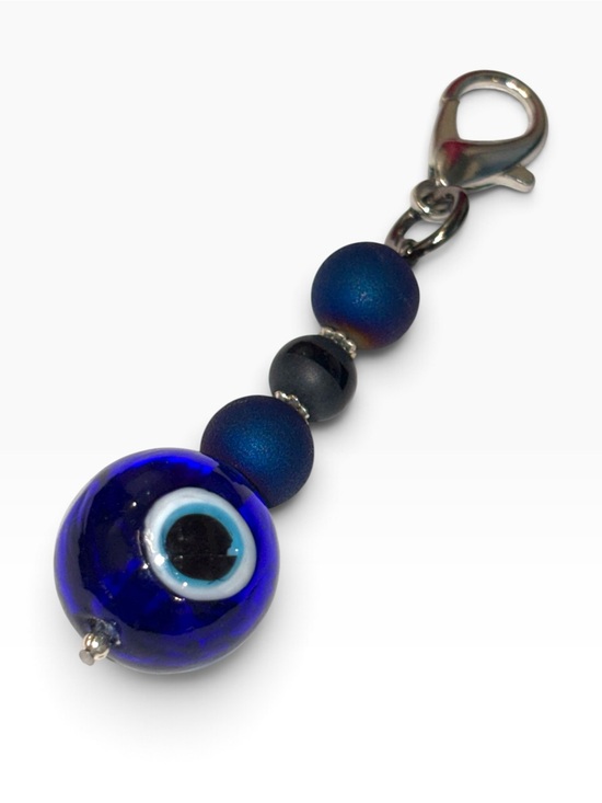 Hand Crafted Accessories - Hand Crafted Agate Crystal Glass Evil Eye Purse Charm Keychain